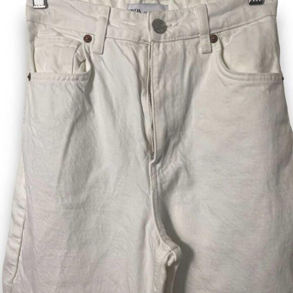 Zara Jeans Women's Flare High Rise Denim White sz 2 - Picture 2 of 5